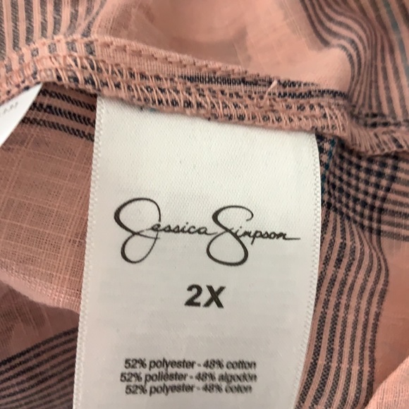 JESSICA SIMPSON NWT PINK BLUE PLAID TOP SIZE 2X - Picture 6 of 6